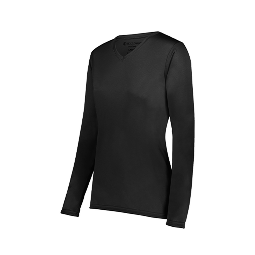 [222824.080.S-LOGO1] Ladies LS Smooth Sport Shirt (Female Adult S, Black)