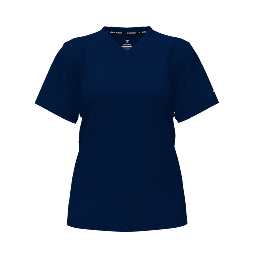 [CUS-DFW-TEES-PER-VNK-SSL-NVY-FYXS-LOGO1] Performance T-Shirt (Female Youth XS, Navy, V Neck, Logo 1, Short Sleeve)
