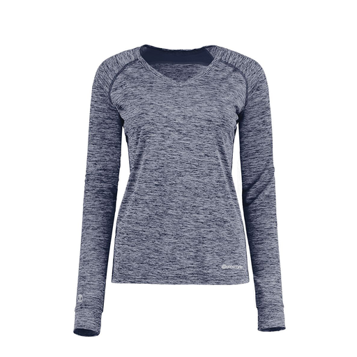 [222770.U22.XS-LOGO1] Ladies Electric Long Sleeve Shirt (Female Adult XS, Navy, Logo 1)