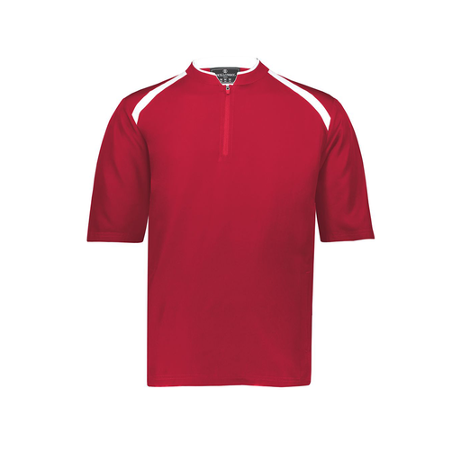 [229581-AS-RED-LOGO1] Men's Dugout Short Sleeve Pullover (Adult S, Red)