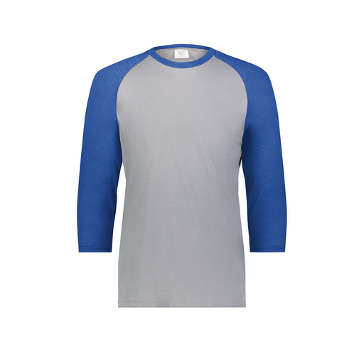 [6879.28V.S-LOGO1] Men's Vintage 3/4 Sleeve T-Shirt (Adult S, Royal, Logo 1)
