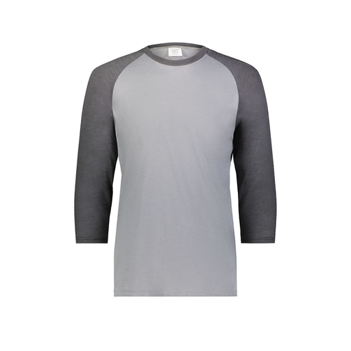 [6879.30V.S-LOGO1] Men's Vintage 3/4 Sleeve T-Shirt (Adult S, Gray, Logo 1)