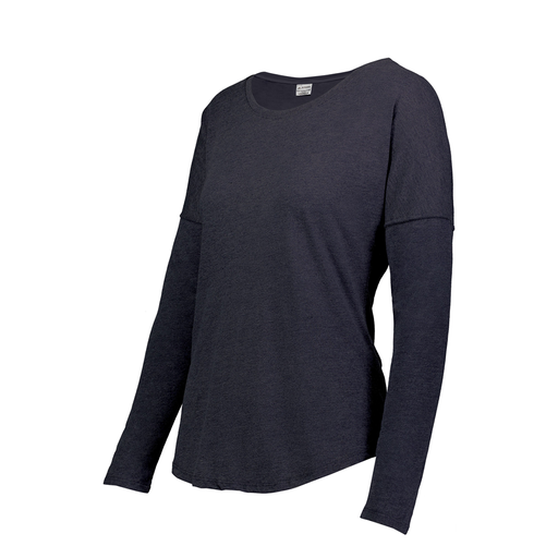 [3077.72N.S-LOGO1] Ladies LS Ultra-blend T-Shirt (Female Adult S, Navy)
